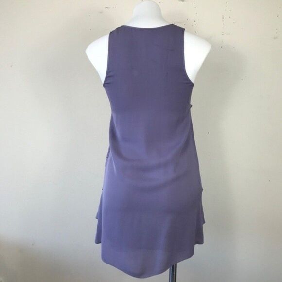 Theory Dorosa Silk Mini Dress Lavender Tiered Y2K Party Date Night Size 0 Purple - Picture 12 of 15